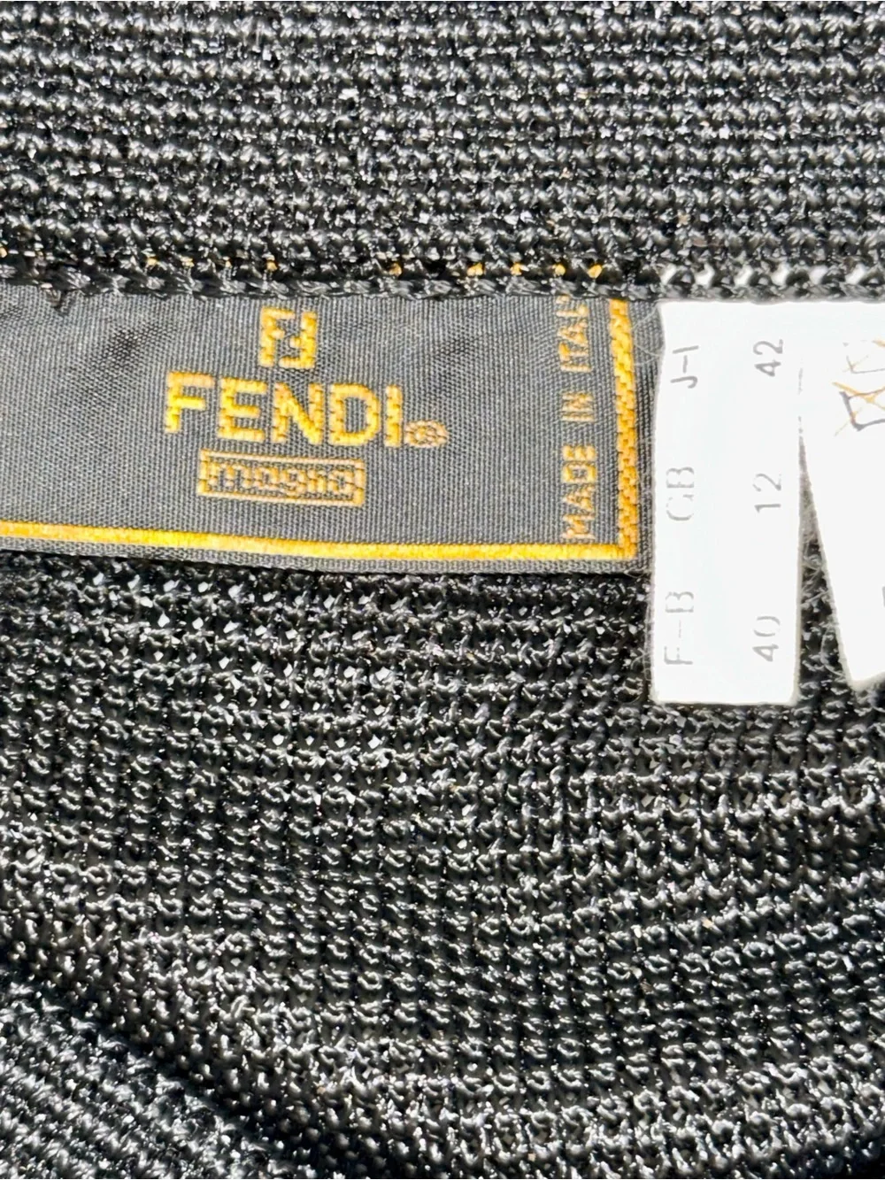 FENDI BLACK METALLIC KNIT MAXI SKIRT